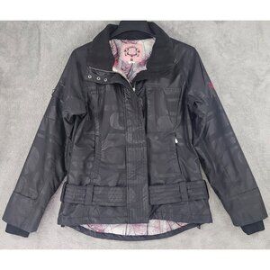 Five Fifty Five Jacket Womens Medium Black Retro Full Zip Long Sleeve Coat